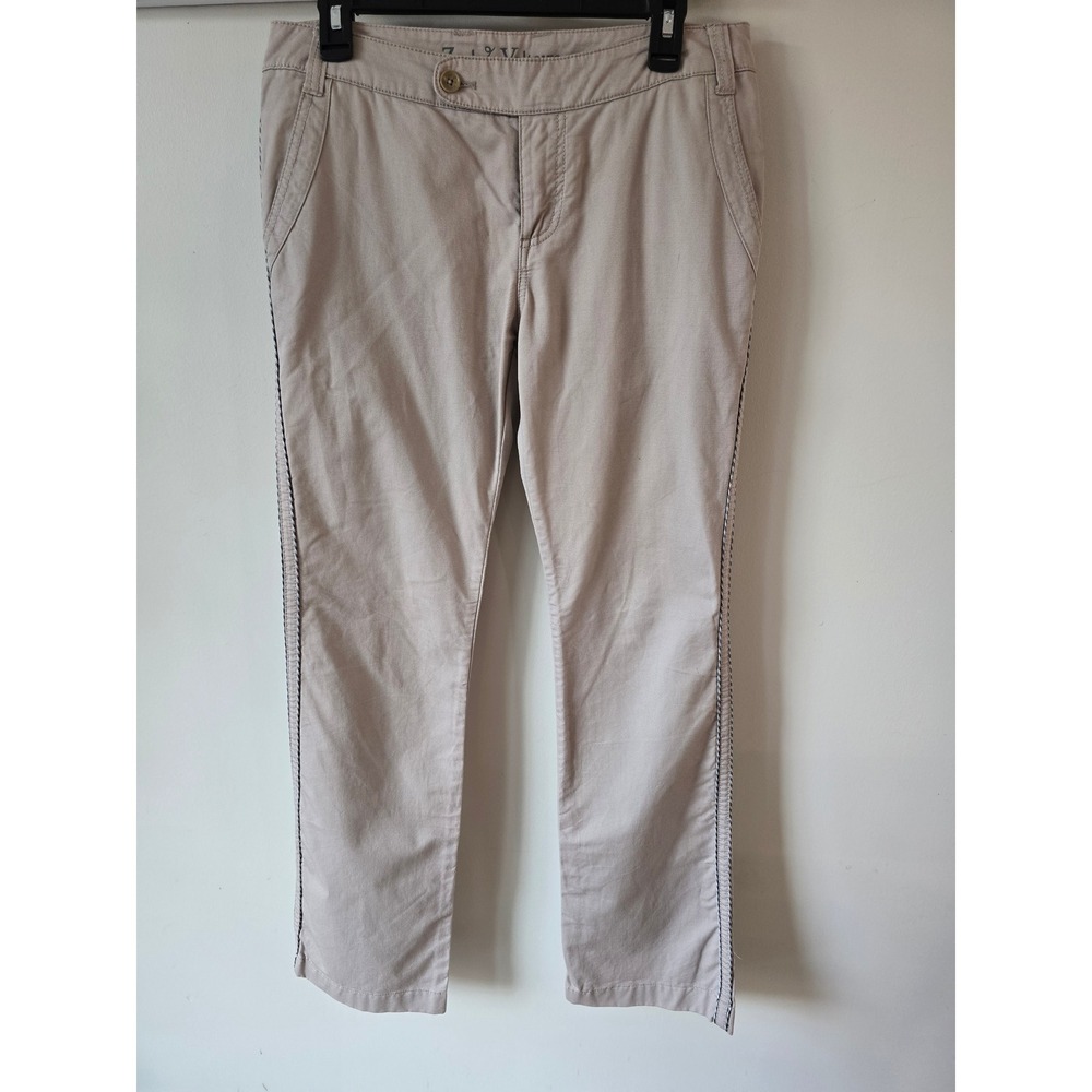 Zadig & Voltaire Piping Beige Khaki Cotton Straight Leg Pants Chinos Size 38